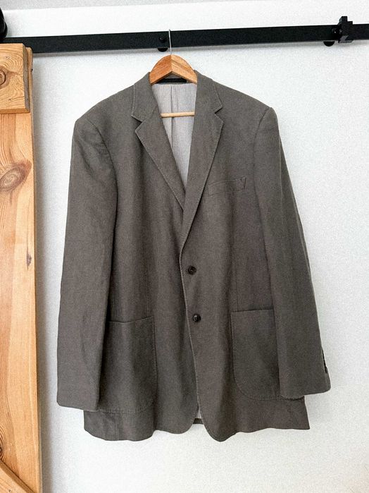 Męska marynarka lniana XL/42 Marks and Spencer khaki wiskoza