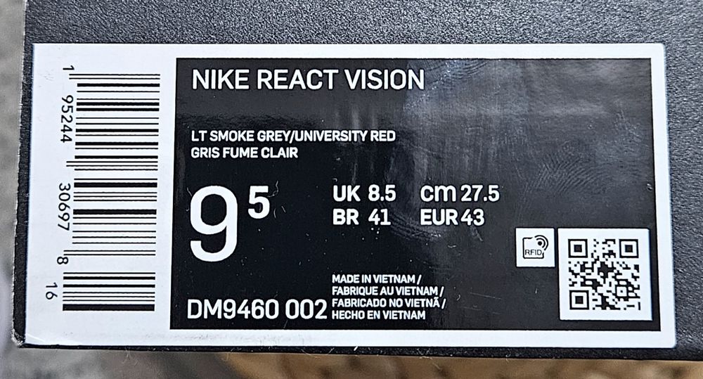Ténis usados uma vez originais Nike REACT VISION 43 europeu