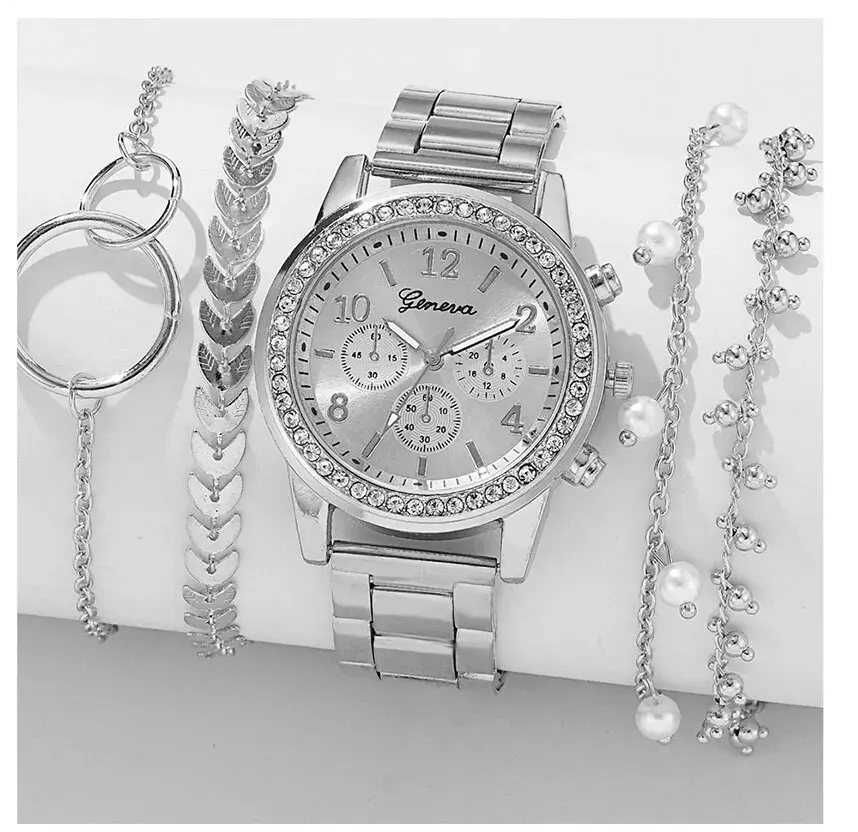 conjunto de relogio+pulseira+brincos+fio