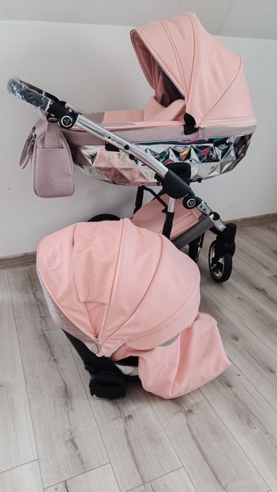 Wózek junama hand Craft Glitter pink wózek dla dziewczynki  2w1