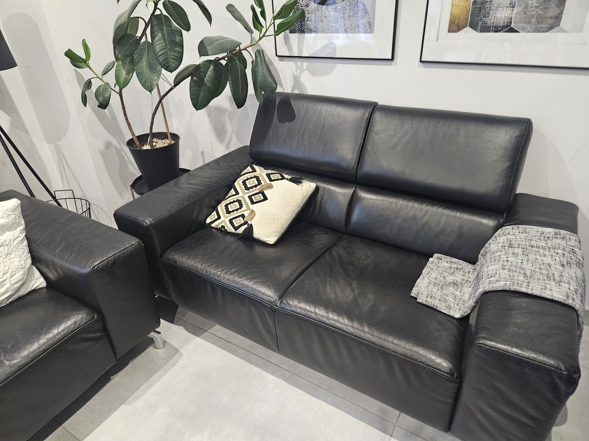 Sofa 3+2 czarna skóra z salonu Agata