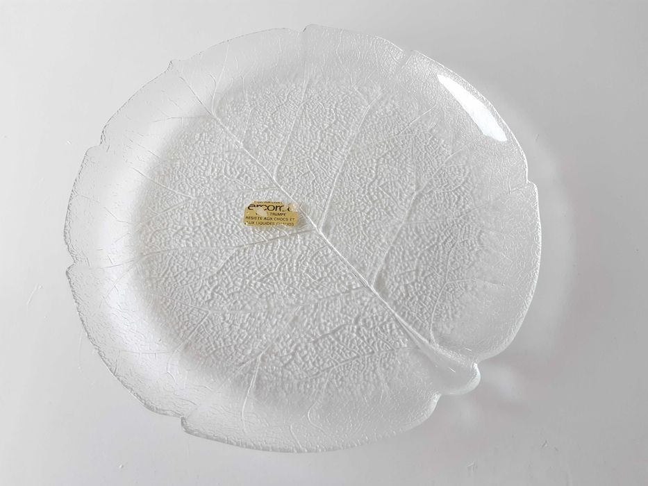 Patera szklana Talerz deserowy ARCOROC ASPEN Liść 28cm Vintage Francja