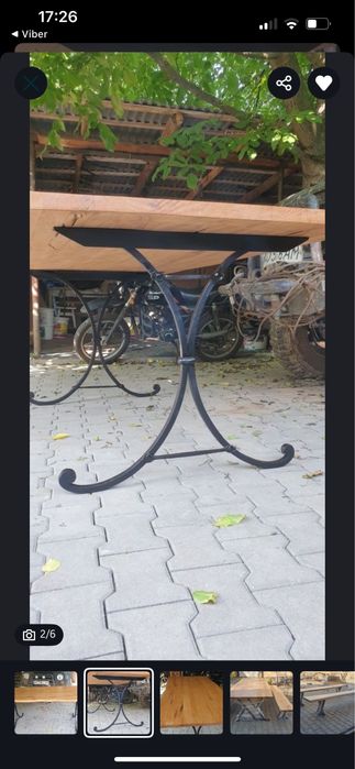 Стіл з дерева ясінь, з лавочками