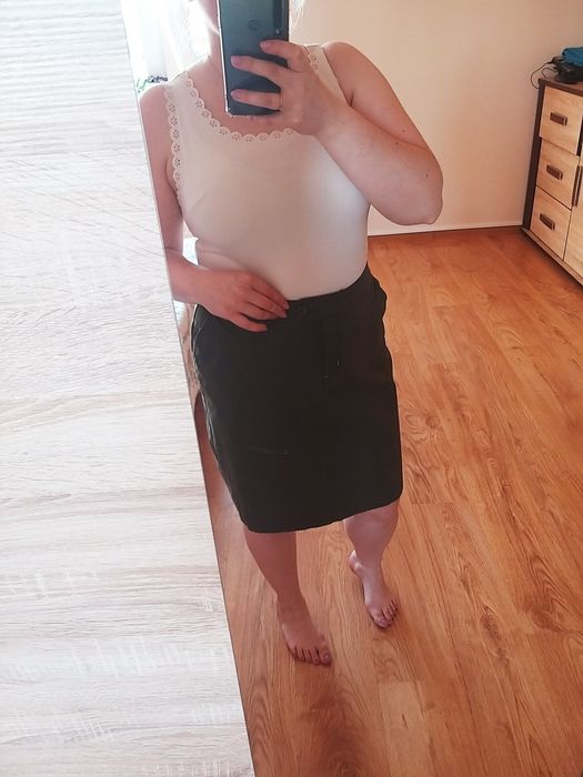 Spódnica khaki oliwkowa klasyczna ołówkowa zielona l 40 stan stanem