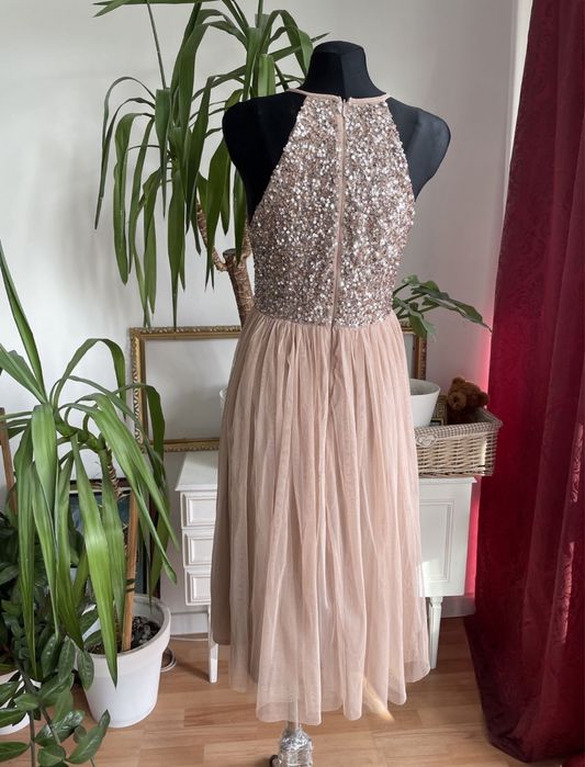 cekinowa tiulowa sukienka midi maya deluxe 48 4 xl  50 5 xl  zdobiona