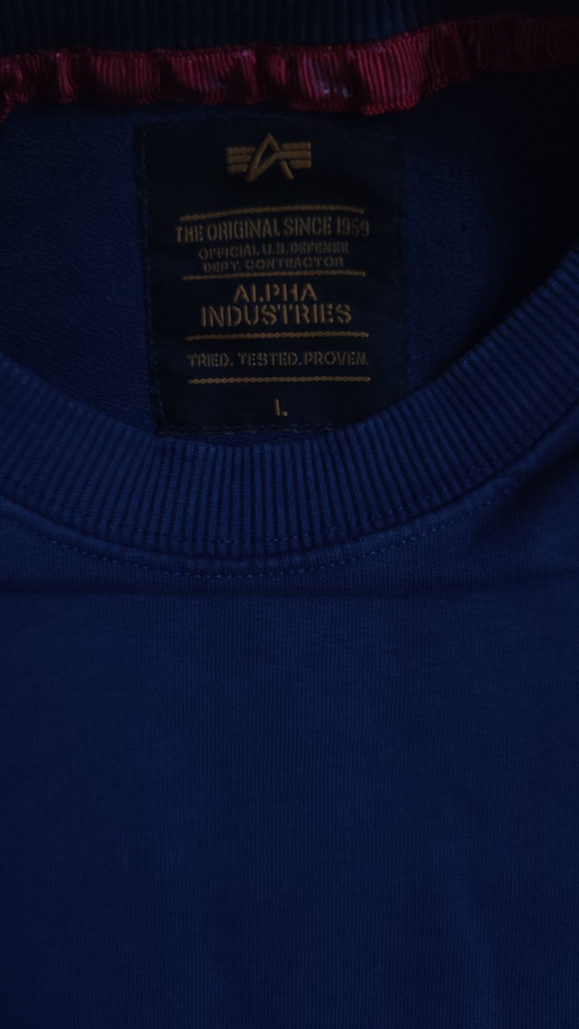 Світшот Alpha Industries navy на лампасах (Розмір L)