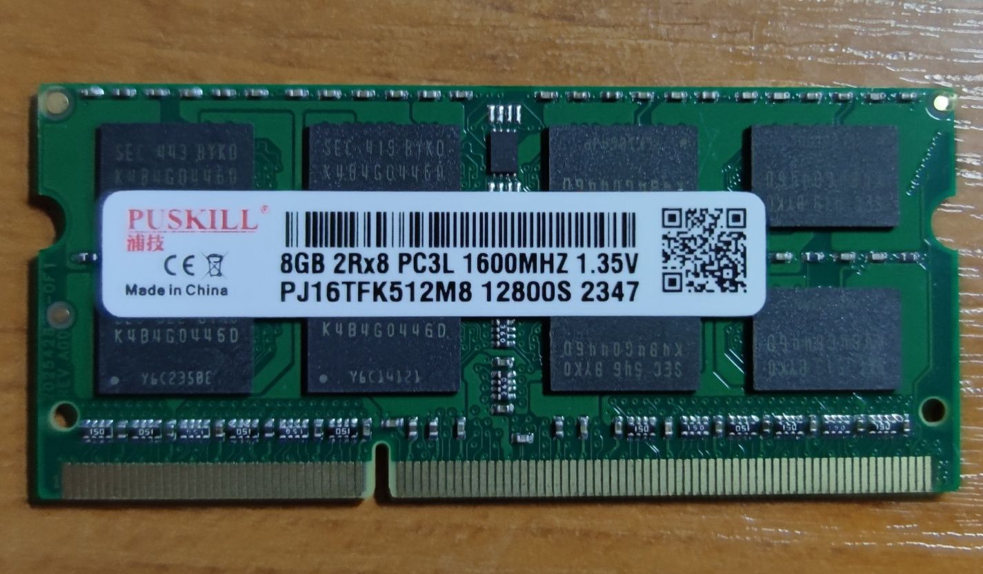 Оперативна пам'ять для ноутбука 8GB DDR3L 1600mhz SODIMM 1.35v CL11