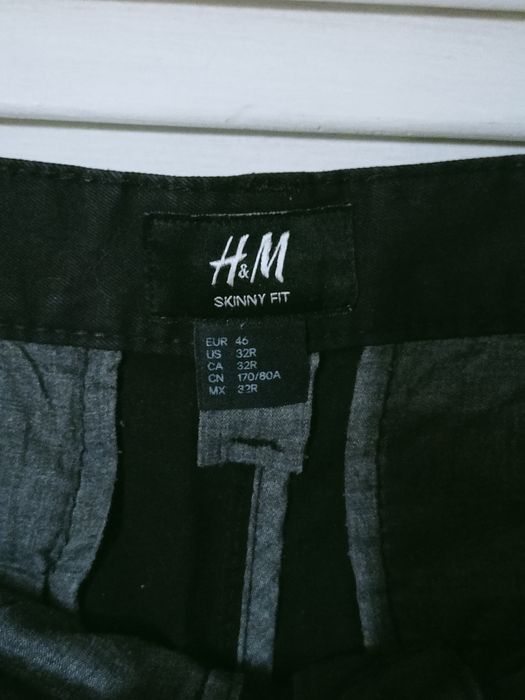 Spodnie chinosy męskie czarne skinny fit H&M r. 46/M