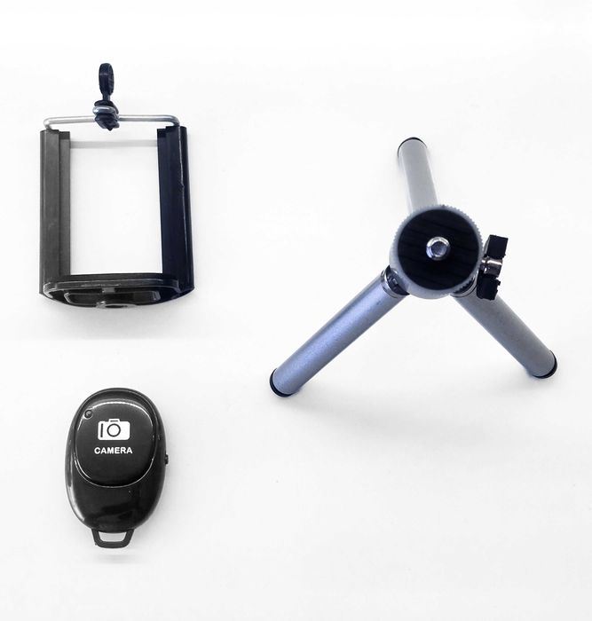 Mini tripé em alumínio com pernas extensíveis Smartphone/cameras
