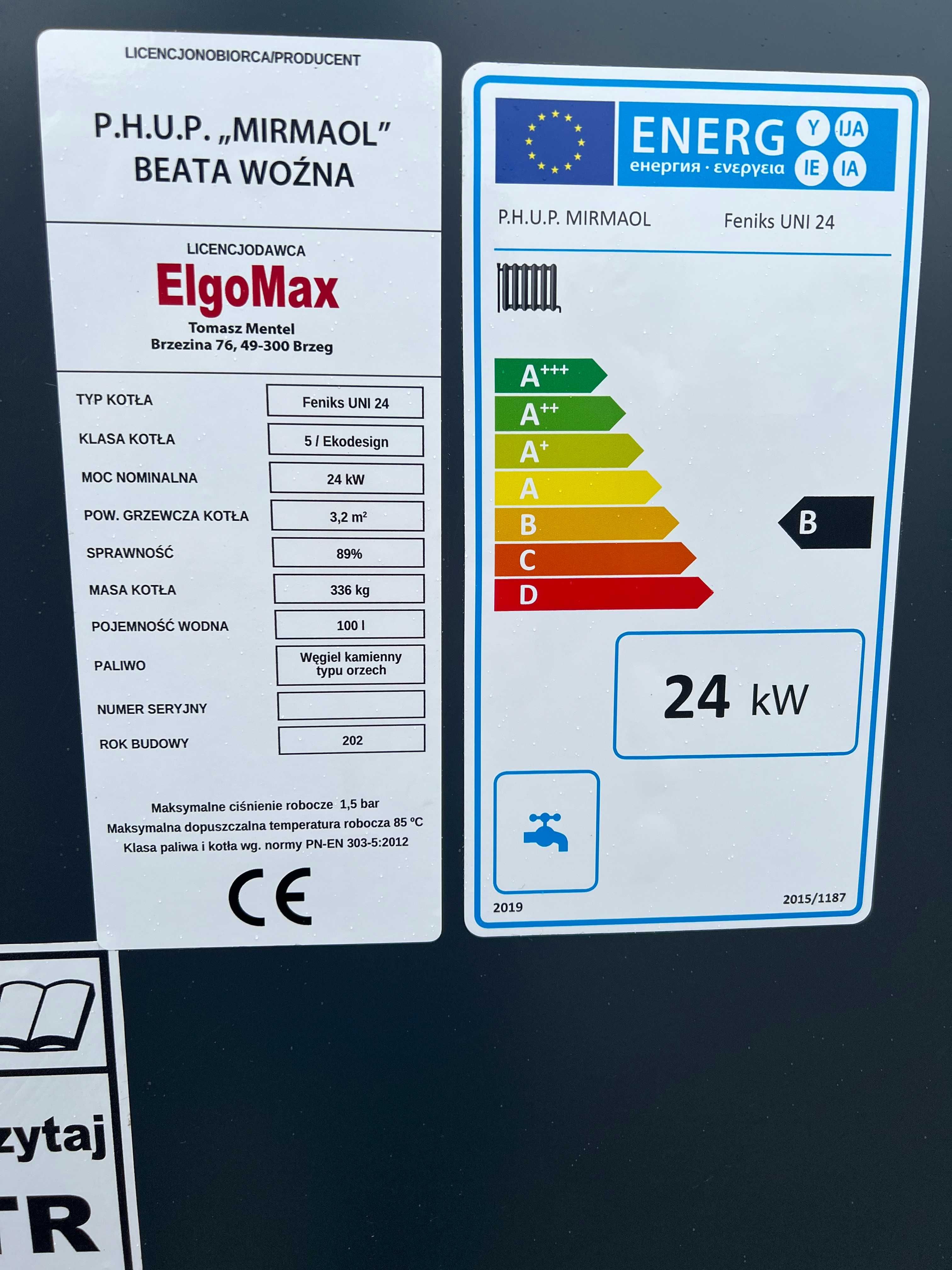 Kocioł na węgiel piec na drewno 24kW 220-280m2 5 klasa