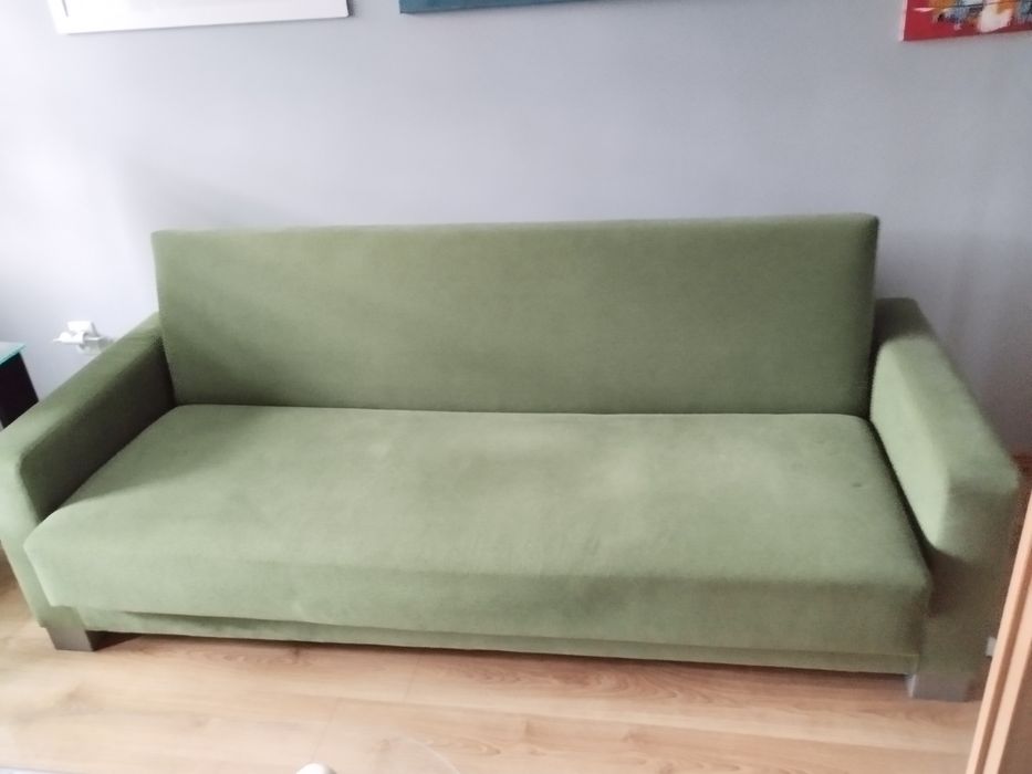 Kanapa sofa tapczan rozkładany z funkcją spania zielony