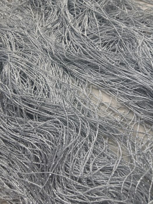 Firanki makarony szaro srebrne