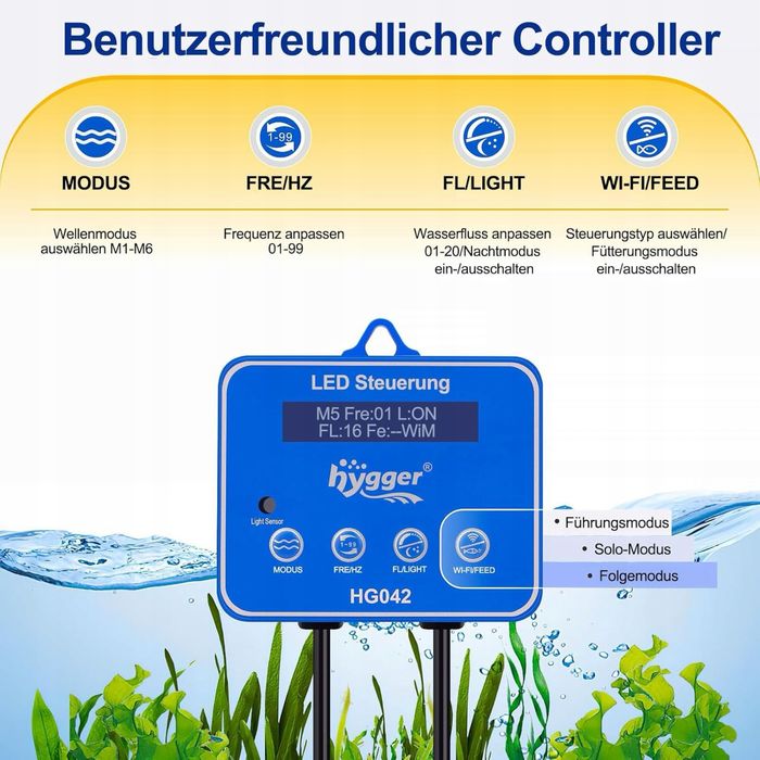 Pompa akwariowa DC, 6 trybów fal, 10W, do akwariów słodko