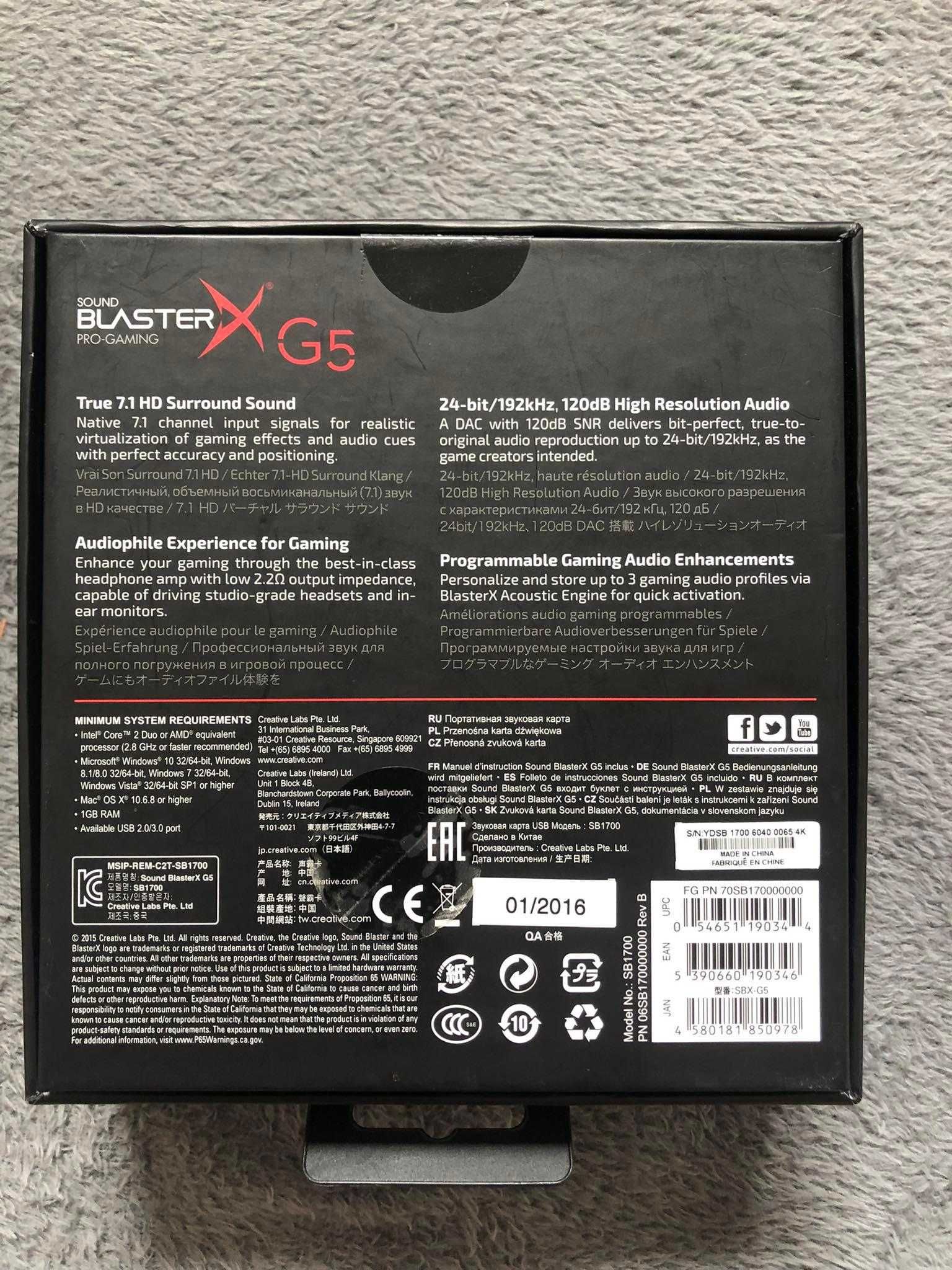 Karta dźwiękowa Creative Sound BlasterX G5