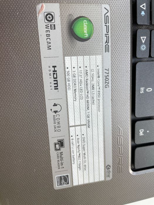 Ноутбук Acer Aspire 7750ZG.  17 дюймов