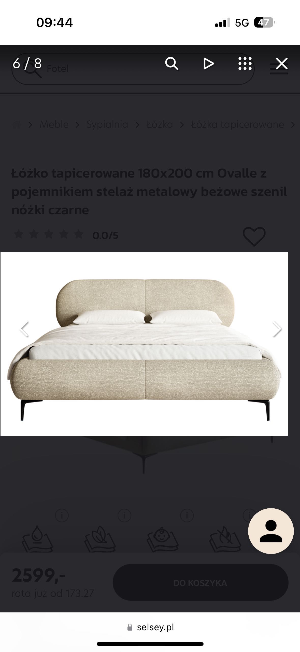 Nowe niezłozone łóżko selsey