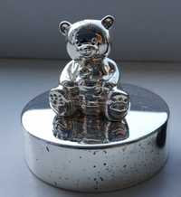 подарочек серебристый металл мишка медведь фигурка сувенир статуэтка