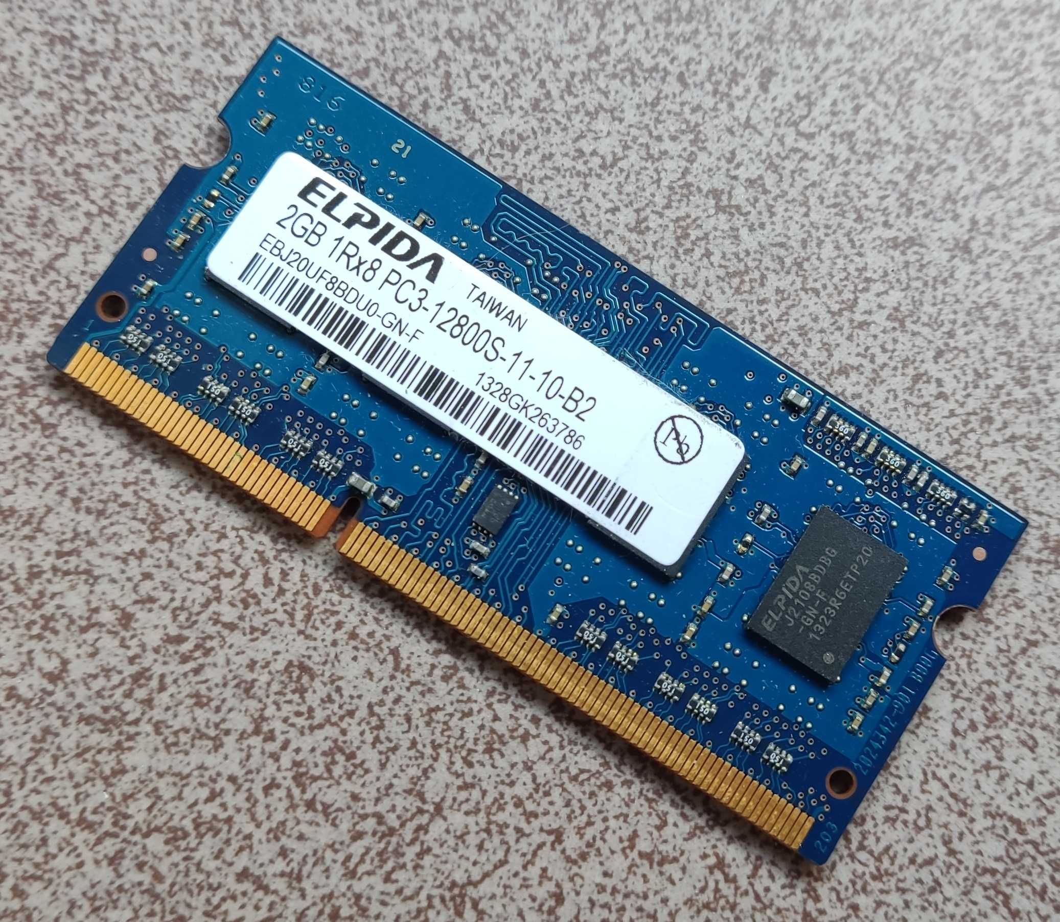 PAMIĘĆ RAM do laptopa DDR3 2GB ELPIDA PC3-12800S 1600MHz 1,5v