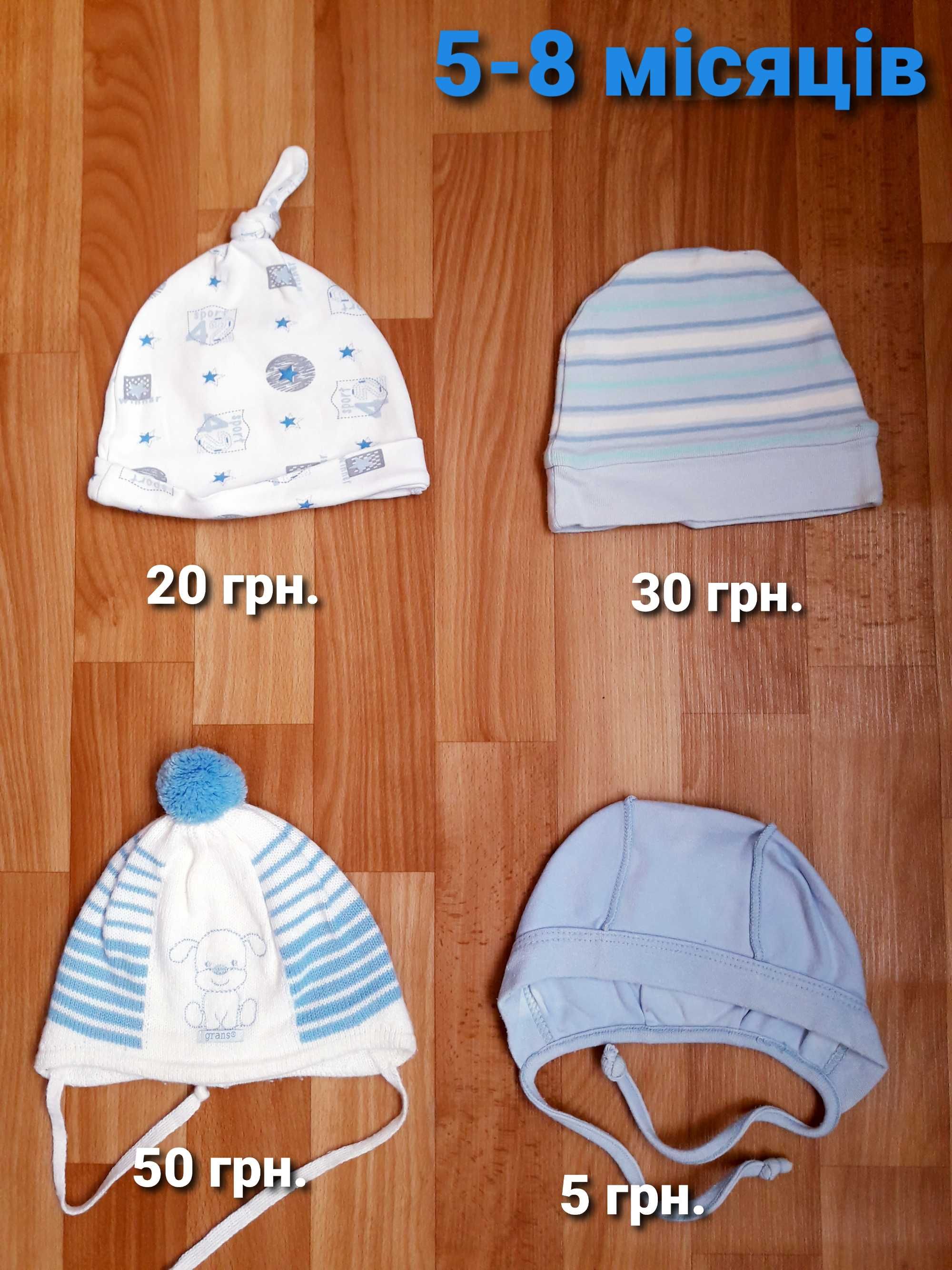 шапка детская 0-3 лет, зима, осень-весна, лето