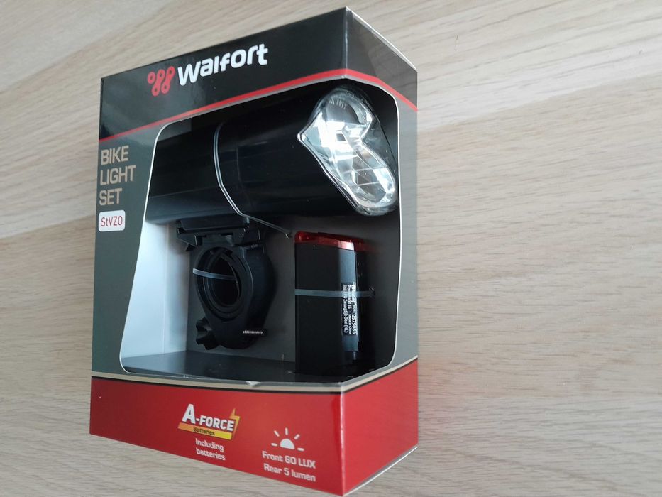 Zestaw lampek rowerowych- nowy !/przód-tył/ Walfort z bateriami