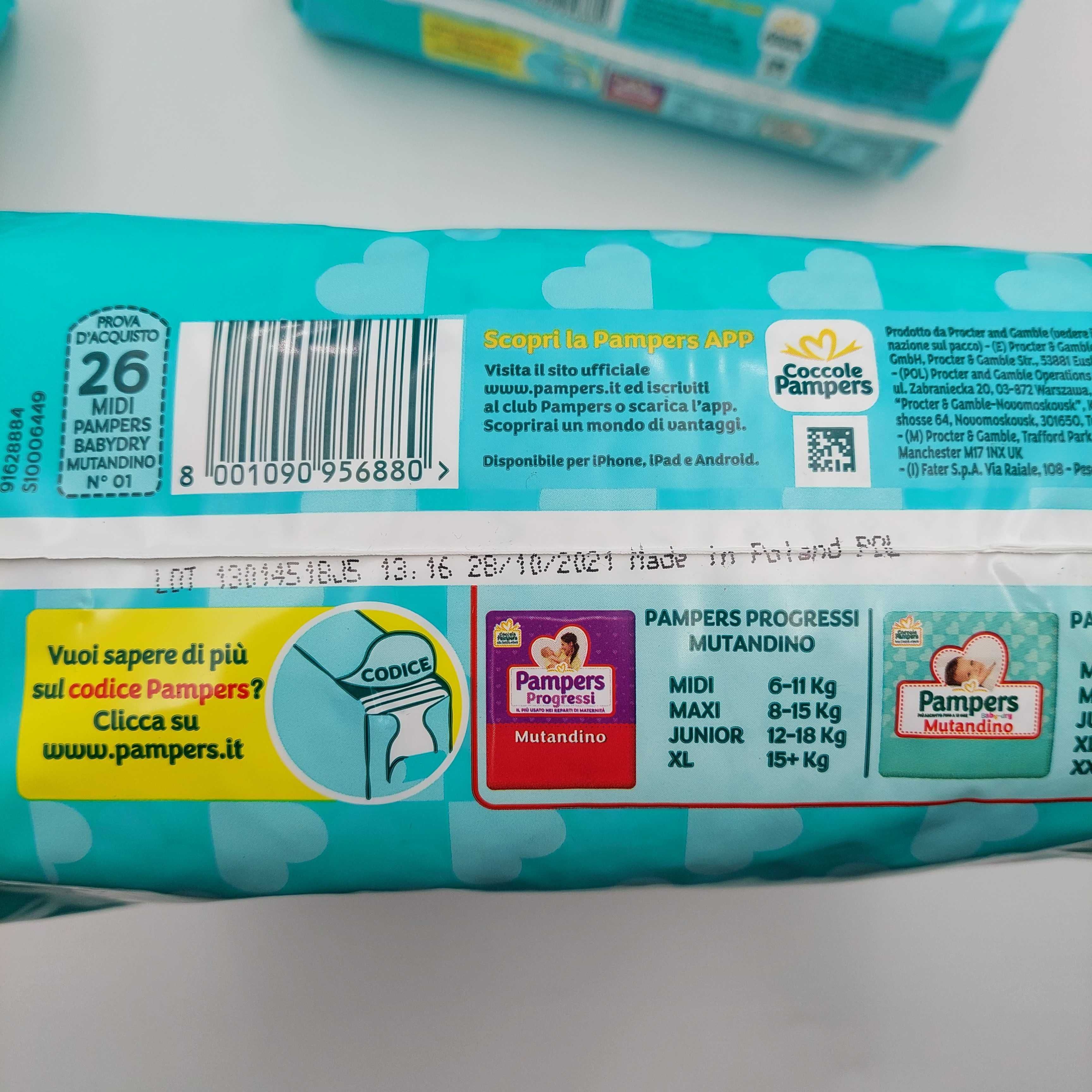 Pampers Pieluchomajtki Midi pieluszki rozmiar 3, 6-11 kg 156 szt.