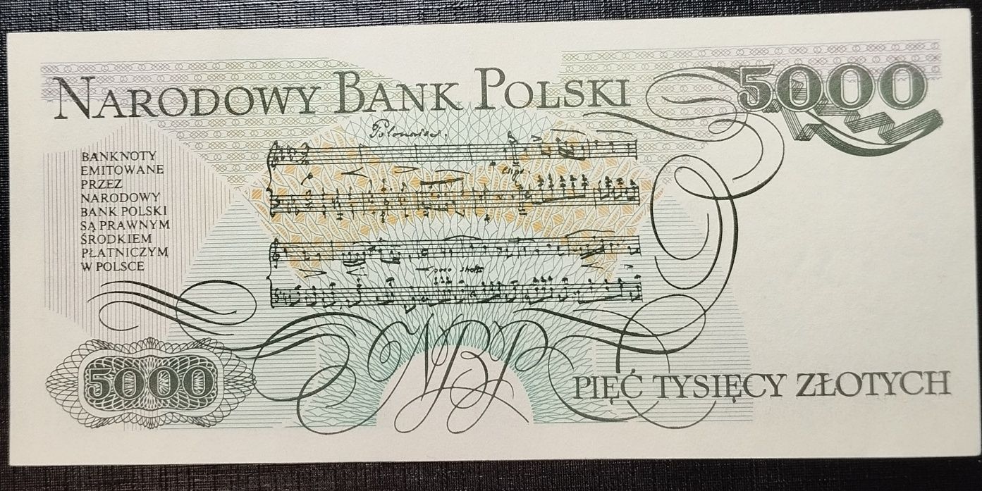 Banknot PRL 5000 zł 1982r. Stan -UNC seria CG (L3 - mniej dostępna)