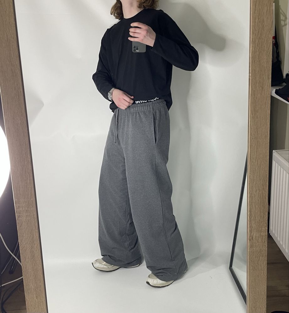 Широкі спортивки baggy fit широкие штаны серые бегги фит sweatpants