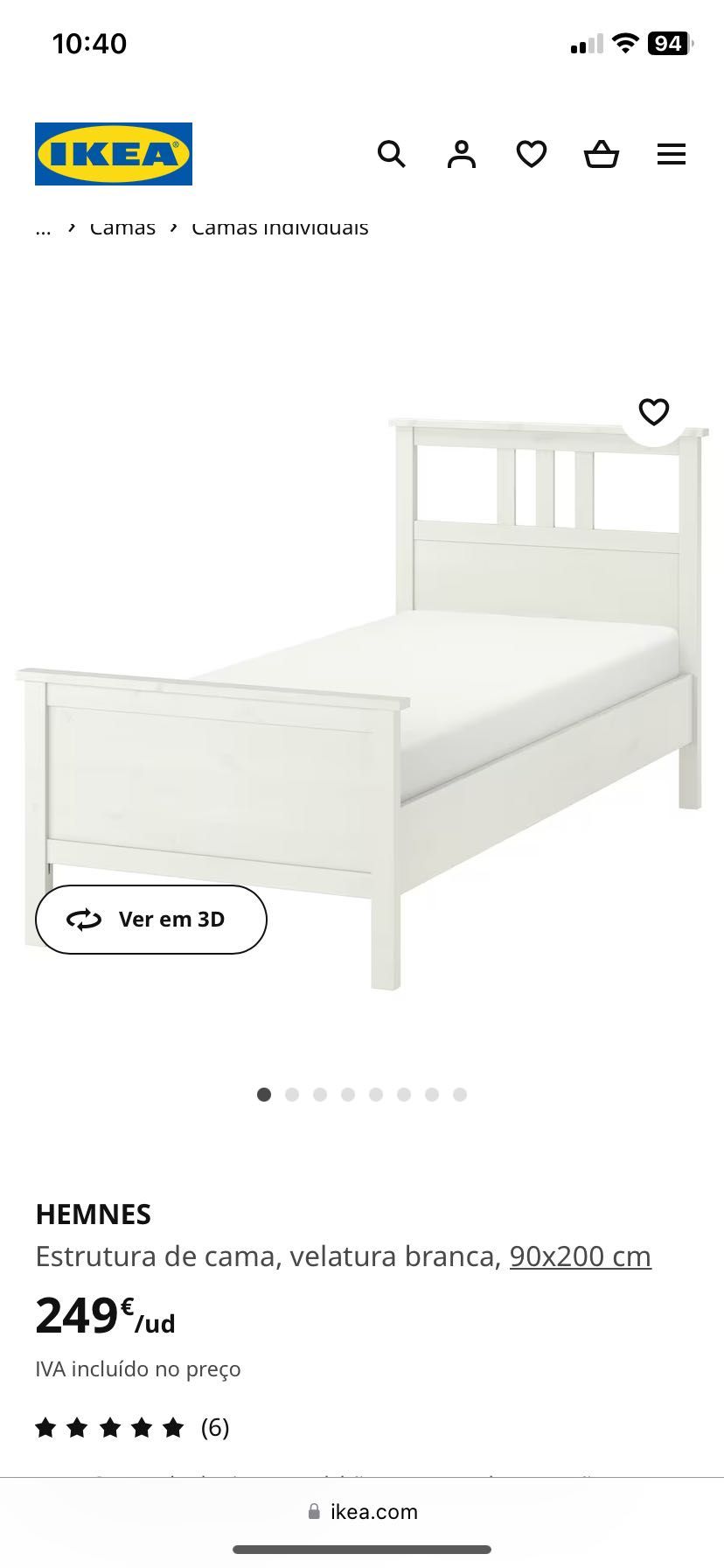 Estrutura de cama Ikea HEMNES (SEM COLCHÃO)