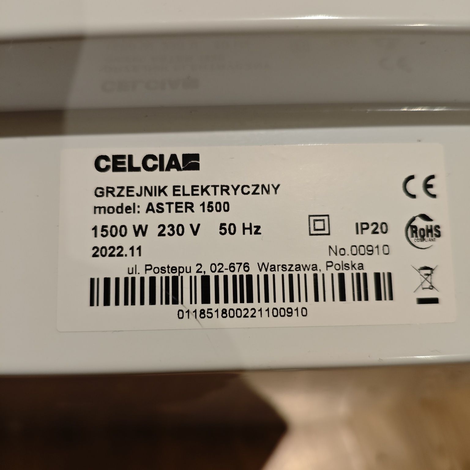 Grzejnik konwektorowy  1500W