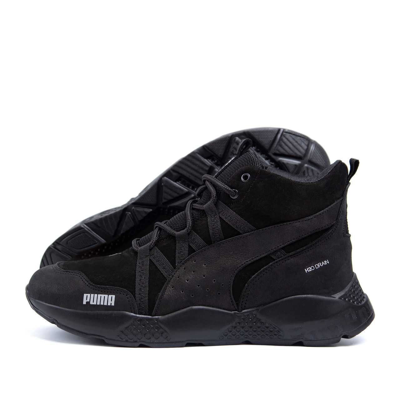Мужские зимние кожаные ботинки Puma Runner Black