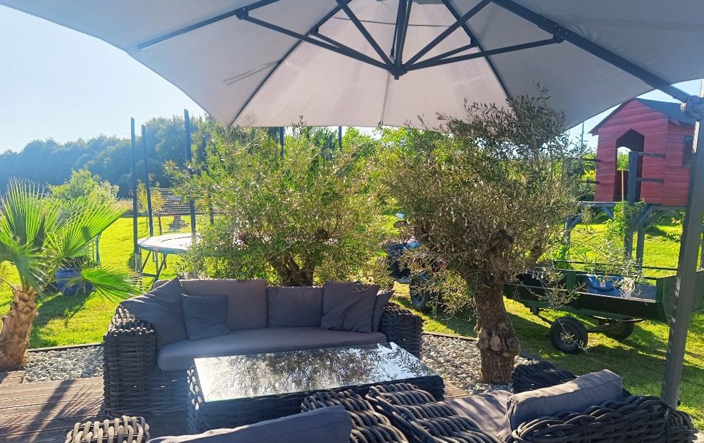 Parasol ogrodowy z LED szary