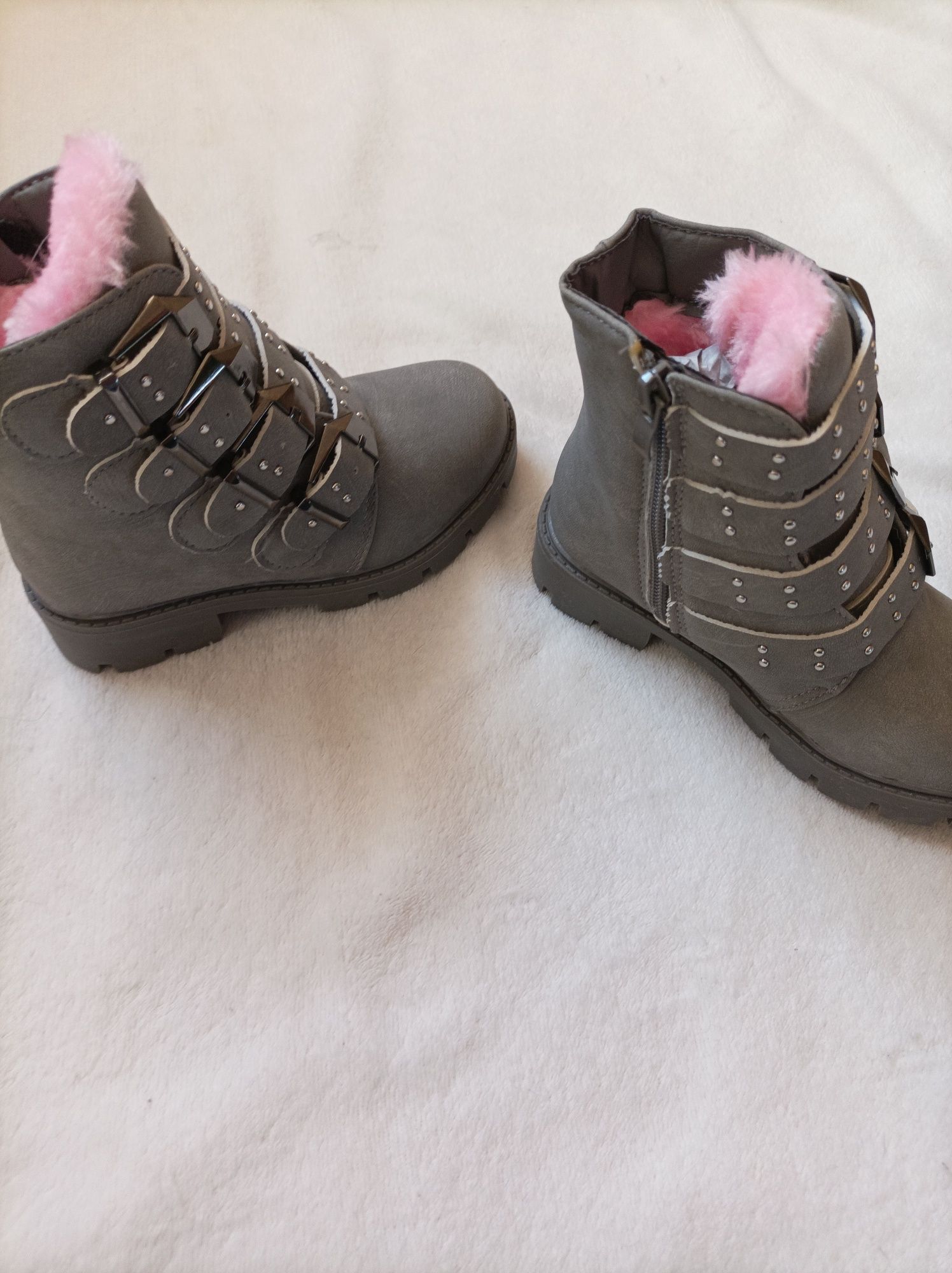 Buty zimowe kozaki botki ciepłe dla dziewczynki ocieplane 25 wkł 16,5