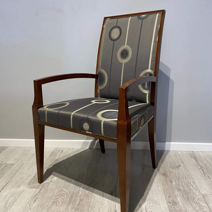 Fotel/krzesło włoskie Sophia Selva orzech"00" ArtDeco tk.popielata it.