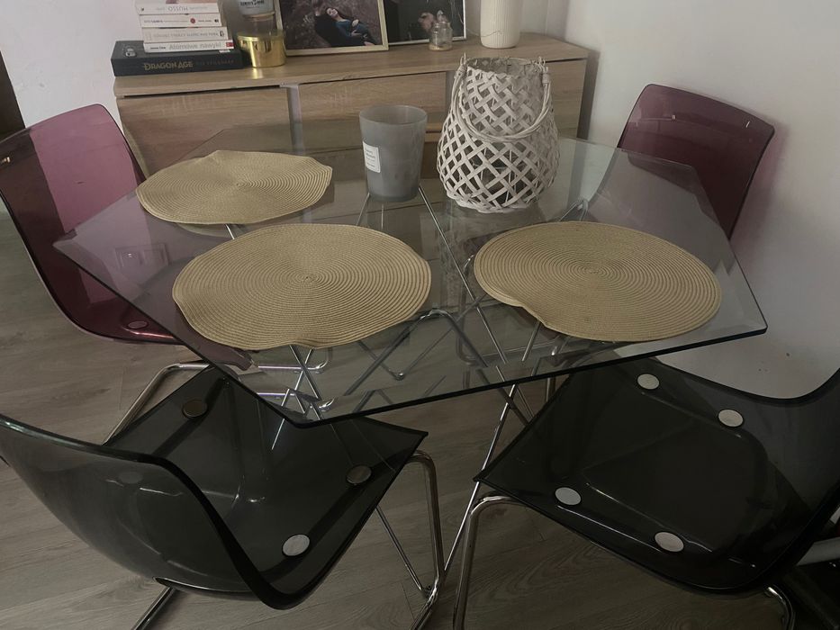 Stół szklany + krzesła Tobias Ikea
