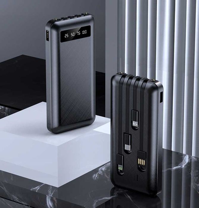 SZYBKI POWERBANK PREMIUM 20 000mAh 2xUSB Cztery Kable Do Ładowania