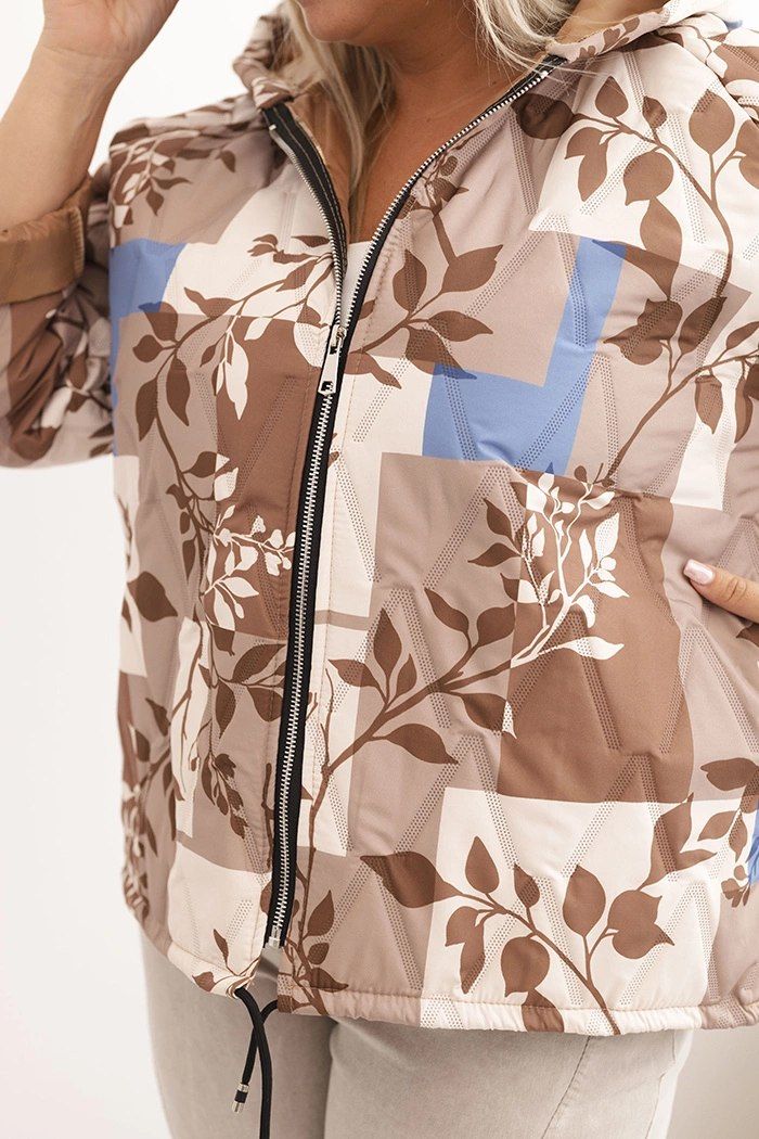 Kurtka damska Plus Size fango oversize z kapturem i wydłużonym tyłem