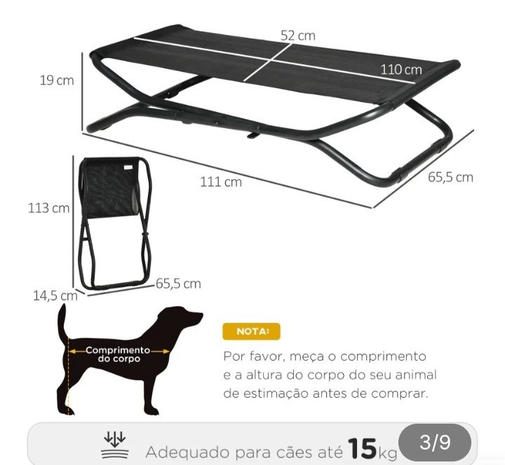 Cama elevatoria para animais de estimação pequeno/médio