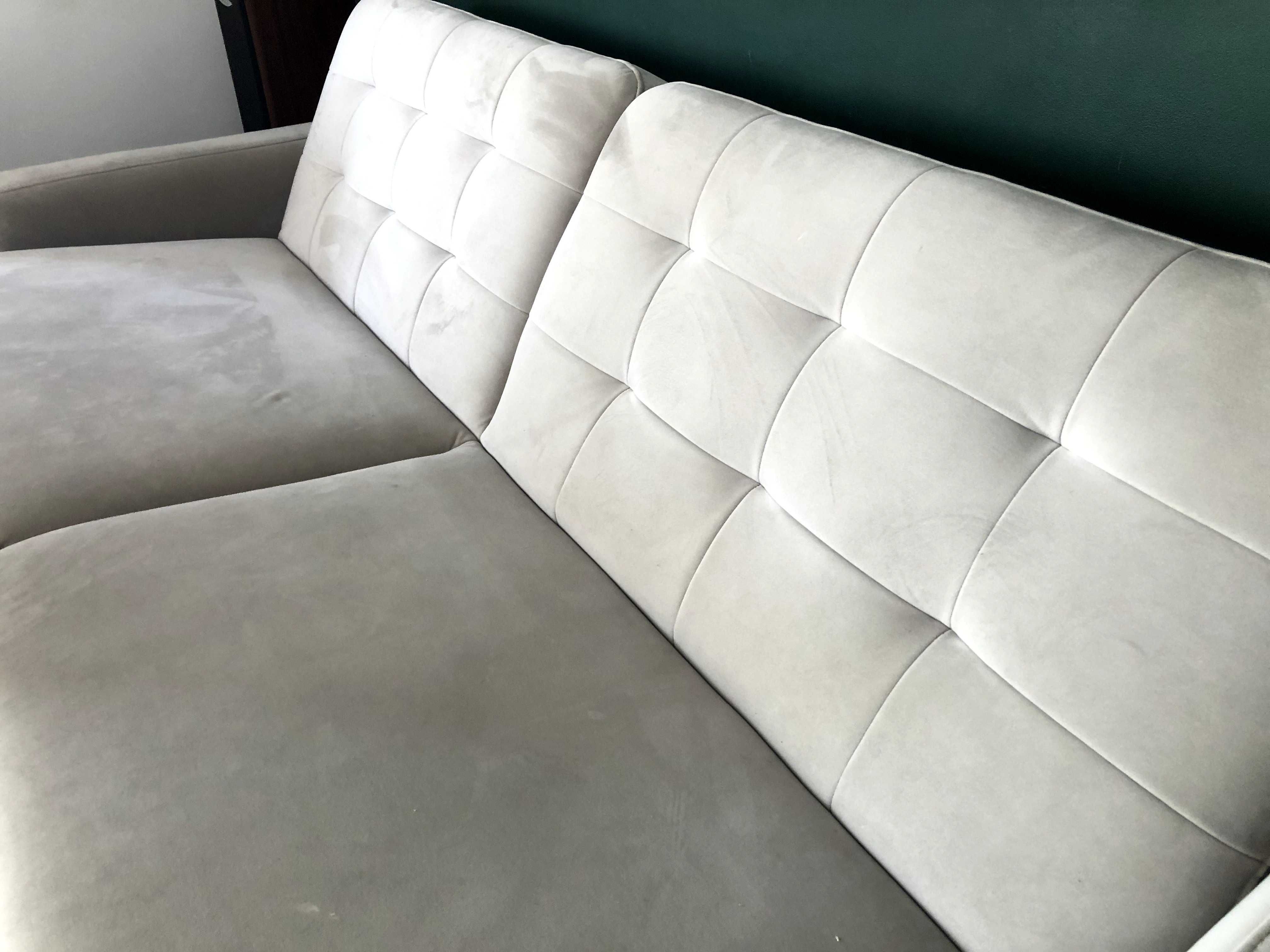Sofa szara rozkładana z pojemnikiem na pościel 220 cm TANIO