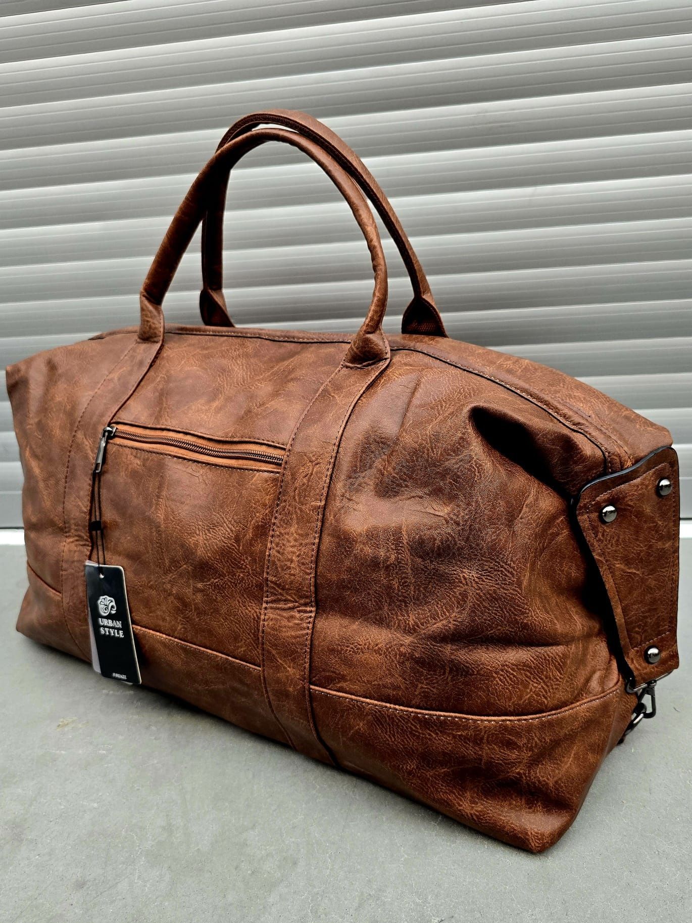 Urban Style skórzana torba na ramię bagażowa pojemna nowa brązowa