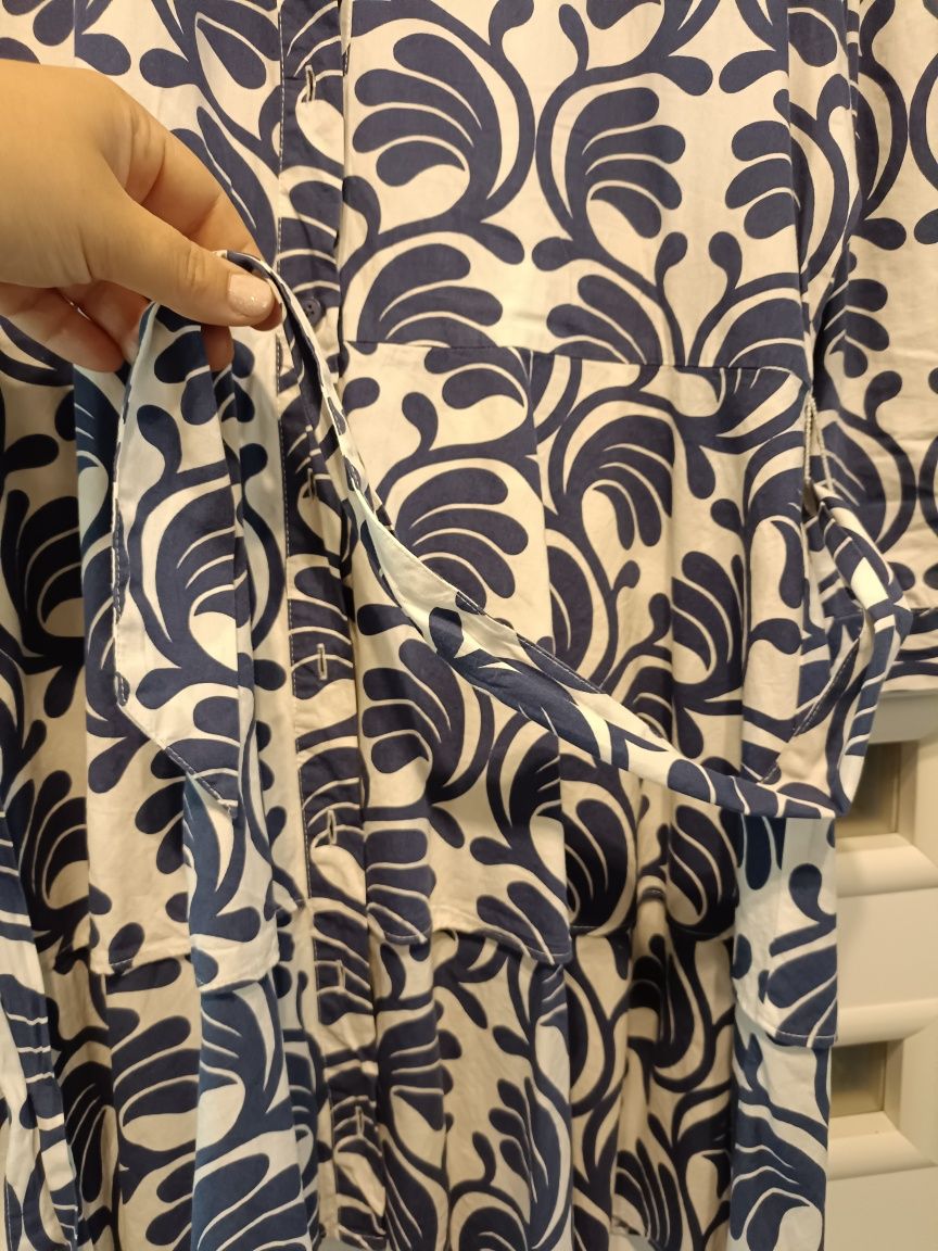 Sukienka koszulowa z falbanką wzór Boho r. XL Zara