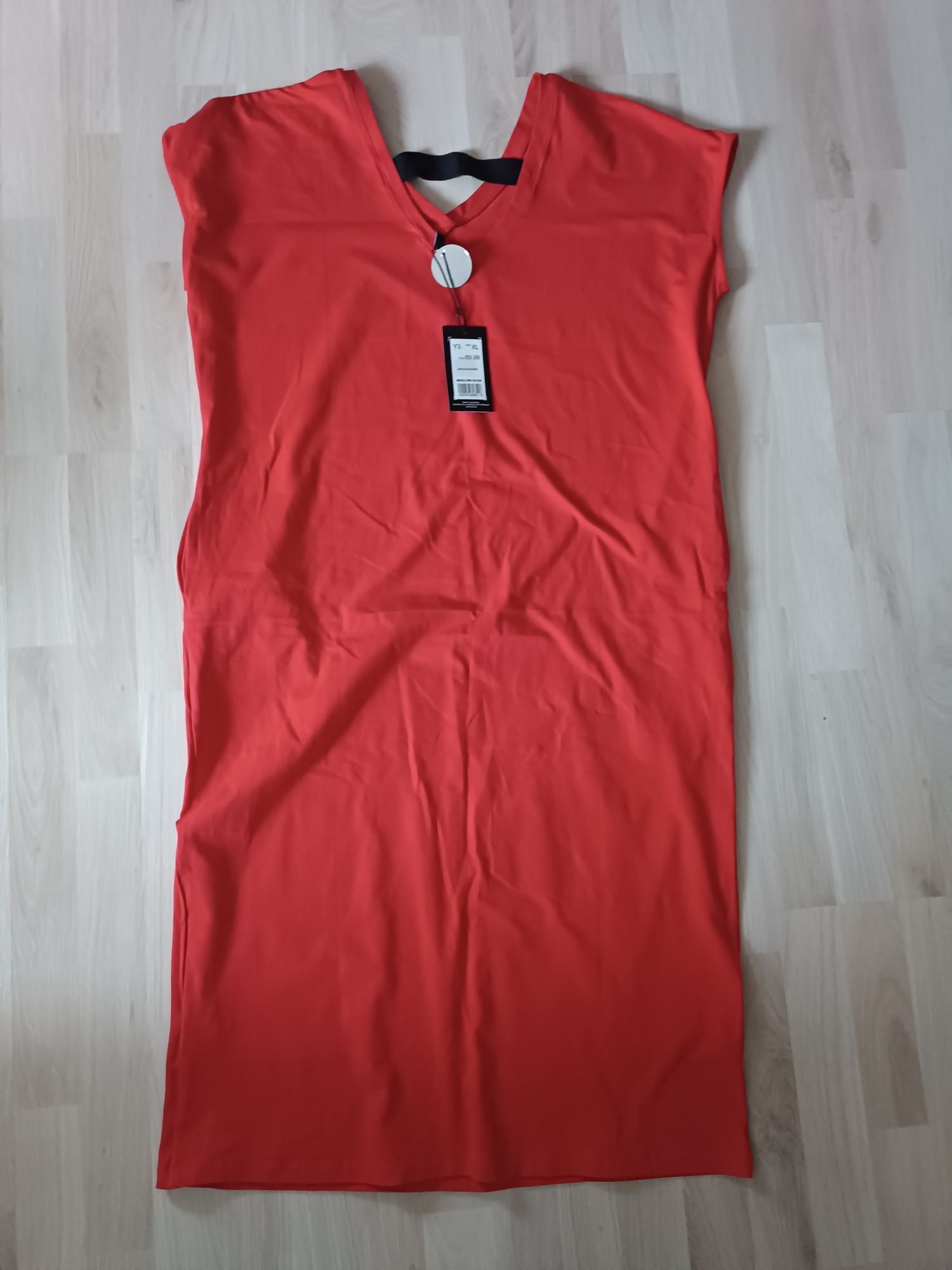 Nowa Sukienka bawełna czerwona MIDI