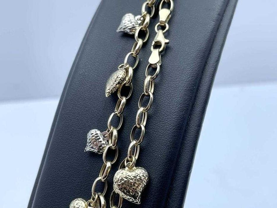 Złota Bransoletka Serca P585 14K 18CM 4,69G