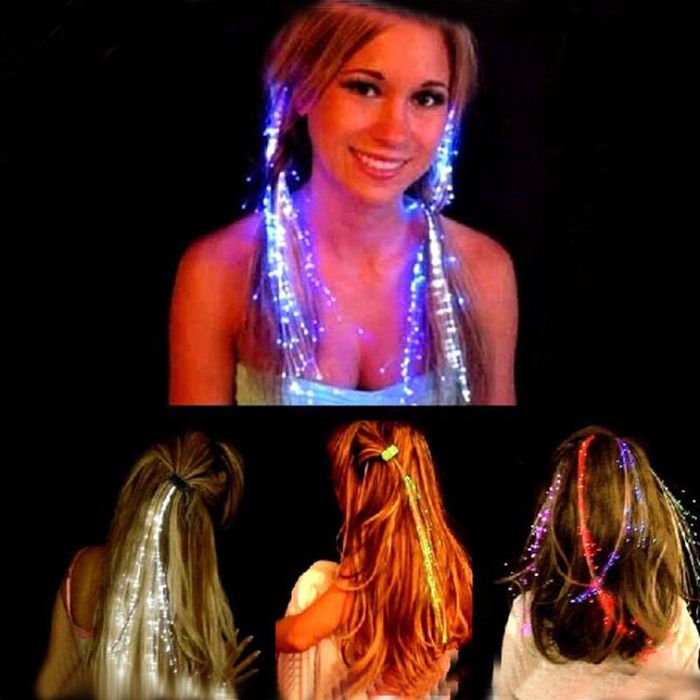 Kolorowe doczepiane włosy LED - SPINKA Świetlna