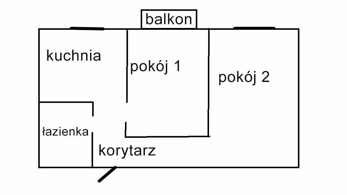 Mieszkanie 44,55m2, 2 pokoje, I piętro