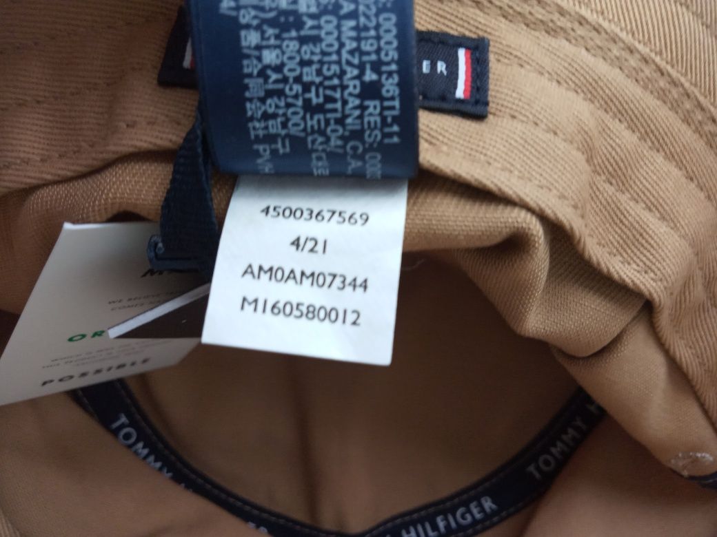 Nowy oryginalny kapelusz bucket hat beżowy logo Hilfiger