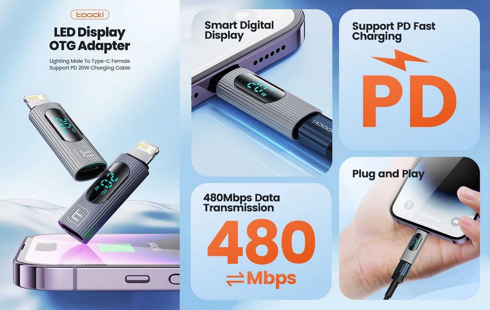 OTG-адаптери TOOCKI/ESSAGER, 20W/30W/60W/100W/240W, USB2.0/USB3.0