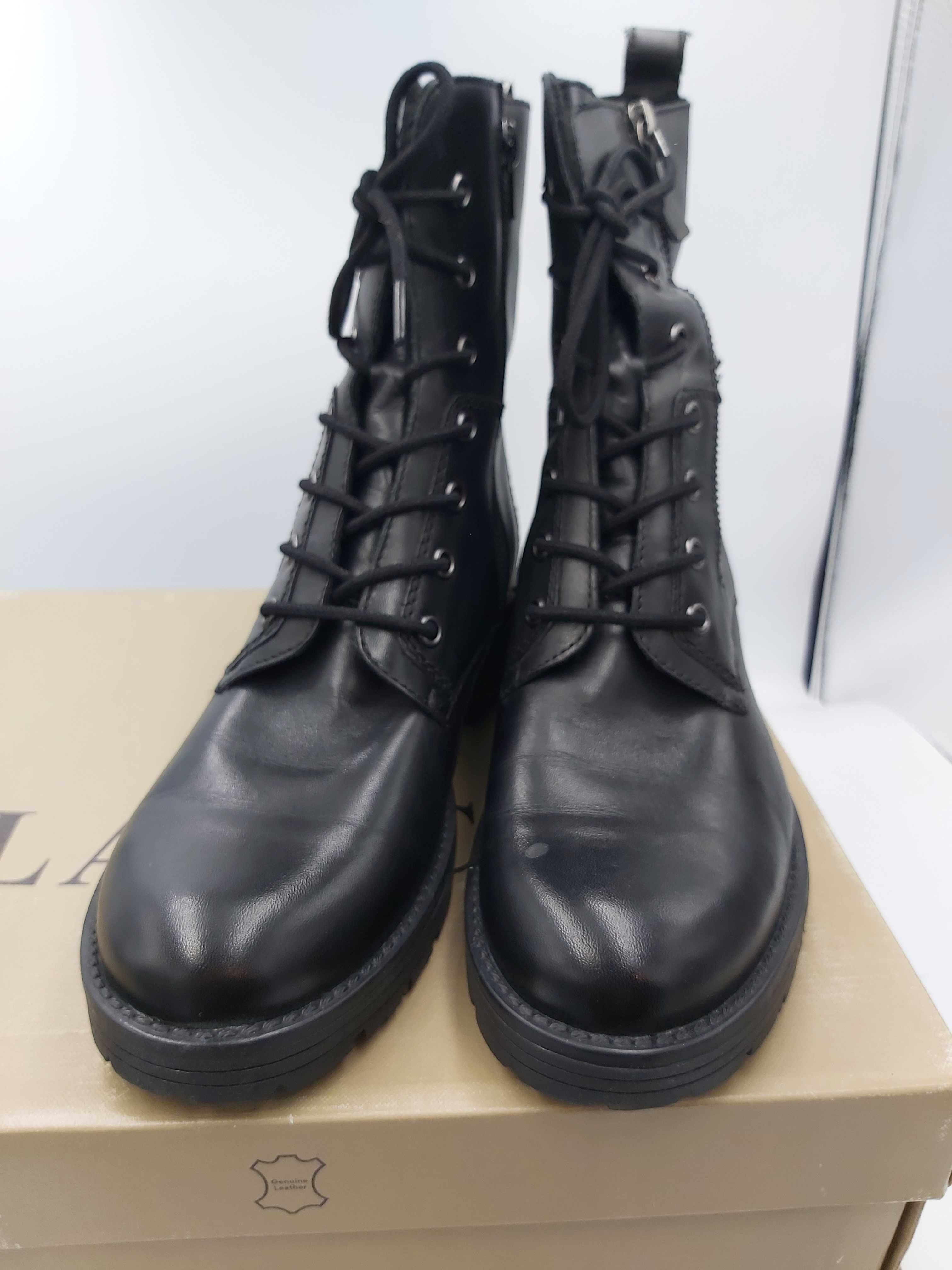 Buty LASOCKI kozaki botki czarne sznurowane rozmiar 38