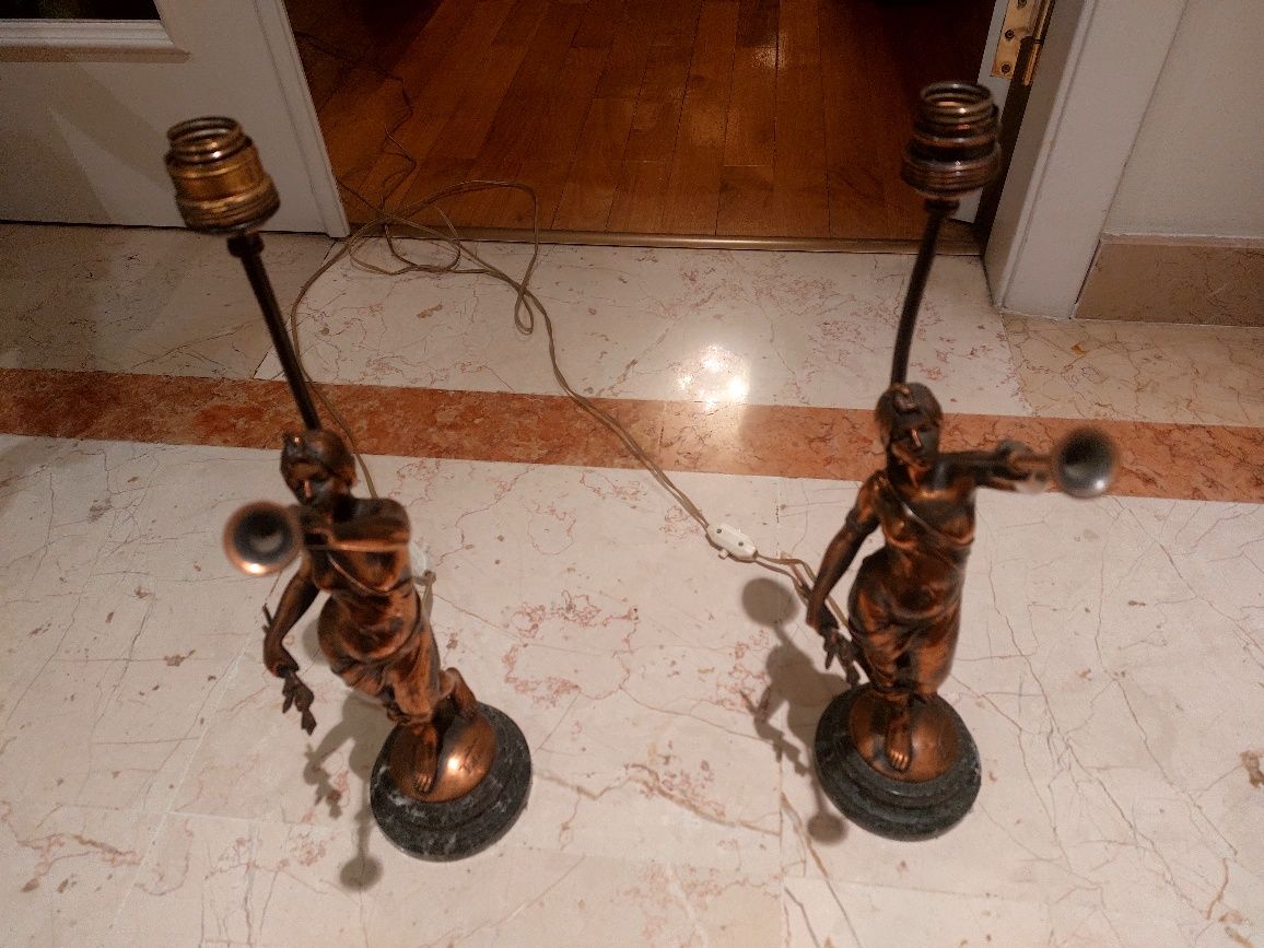 Par de Candeeiros em Bronze + Mármore