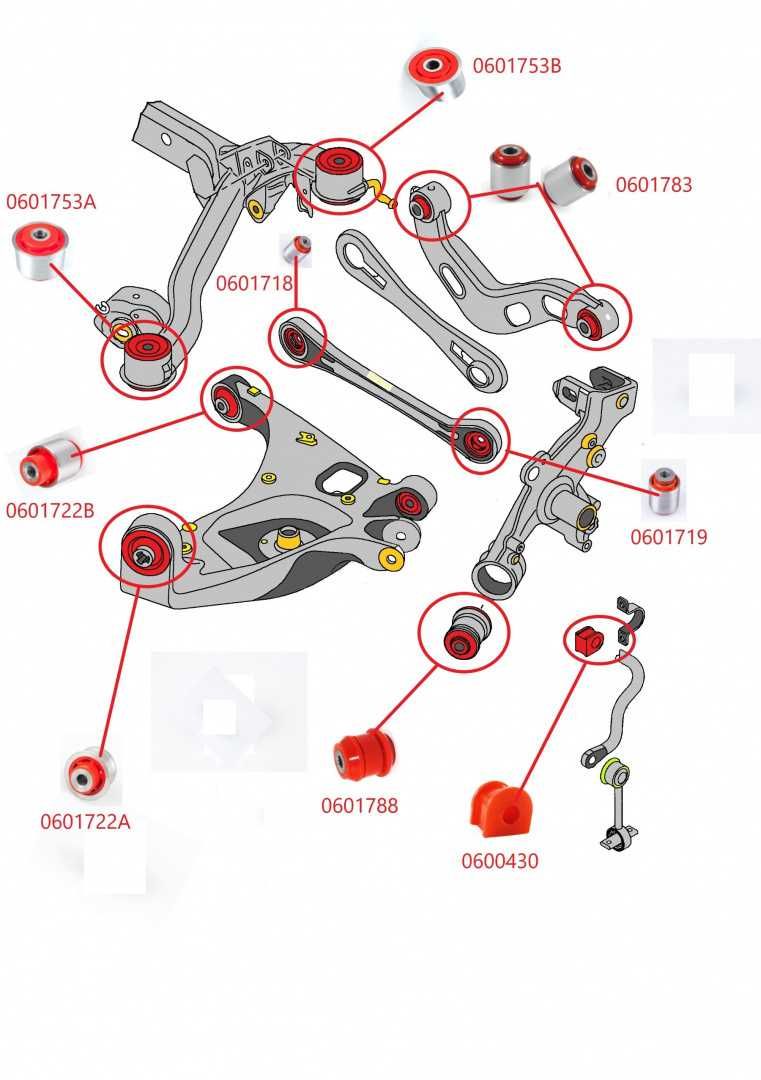 Tuleje Wahaczy Zestaw Tulei Poliuretan Audi A4 B6 B7 S4 RS4 Seat Exeo