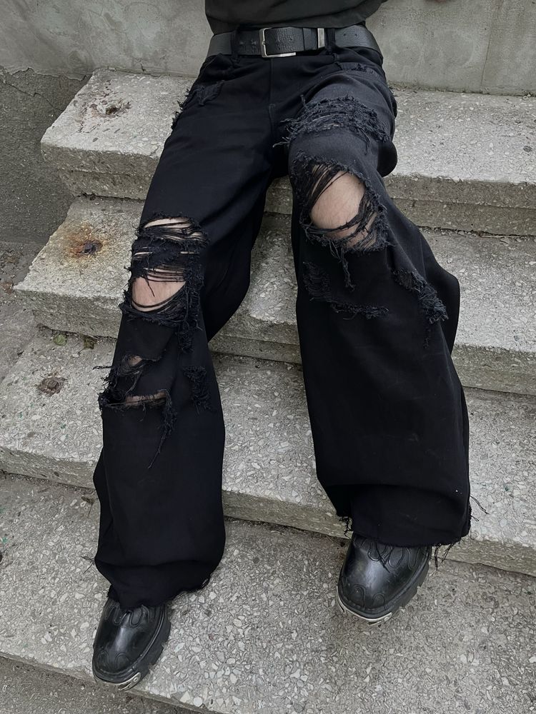 baggy flared distressed jeans opium y2k
